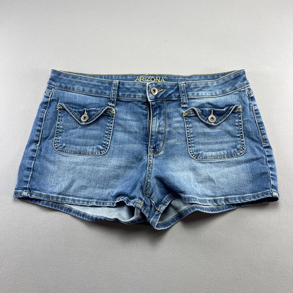 Arizona Jean Co Denim Shorts Junior's 13 Blue Cotton Stretch Mid Rise Streetwear